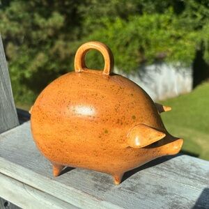 Americana Style MCM Handmade Ceramic Piggy Bank 1970s